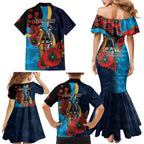 Gold Coast Titans ANZAC Personalised Family Matching Mermaid Dress and Hawaiian Shirt Lest We Forget Poppy Camo