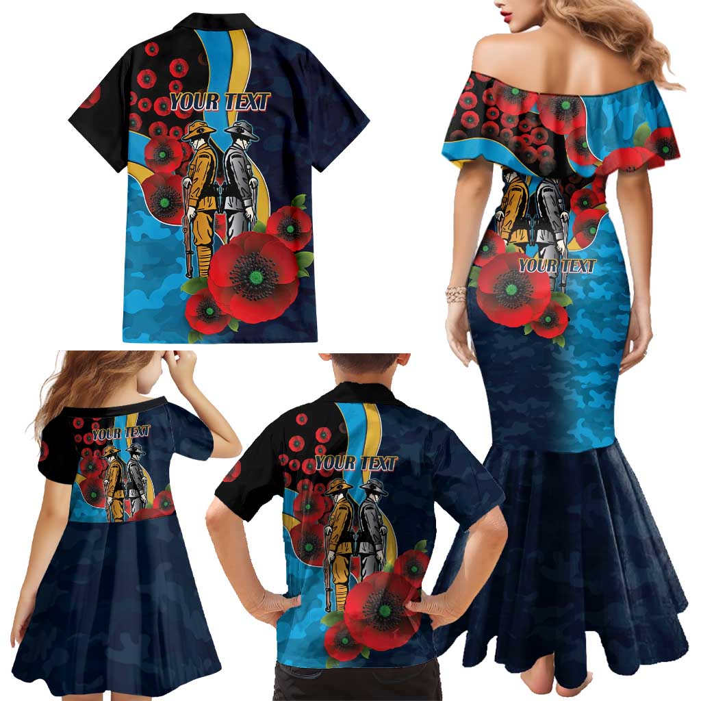 Gold Coast Titans ANZAC Personalised Family Matching Mermaid Dress and Hawaiian Shirt Lest We Forget Poppy Camo