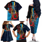 Gold Coast Titans ANZAC Personalised Family Matching Off The Shoulder Long Sleeve Dress and Hawaiian Shirt Lest We Forget Poppy Camo