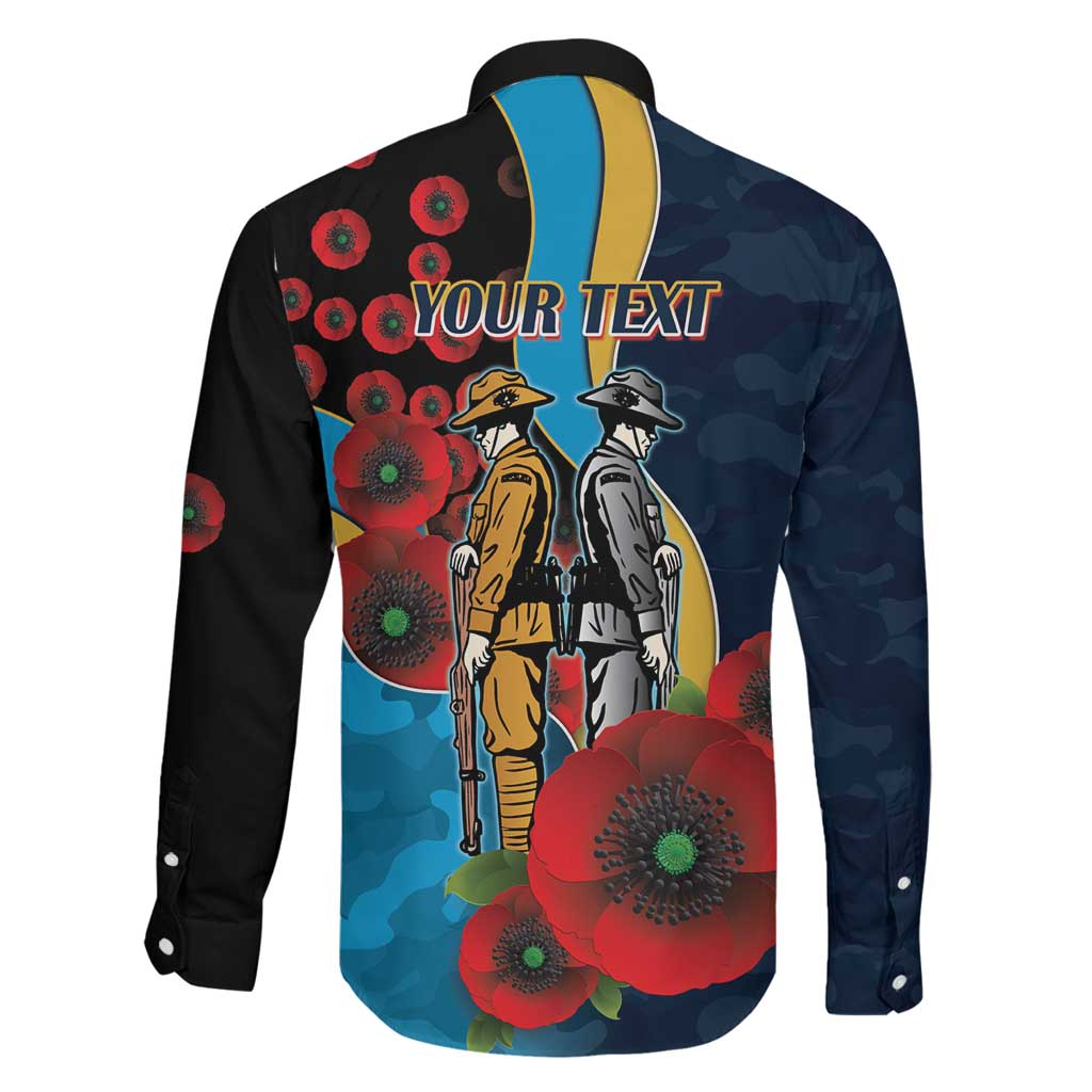 Gold Coast Titans ANZAC Personalised Family Matching Off The Shoulder Long Sleeve Dress and Hawaiian Shirt Lest We Forget Poppy Camo