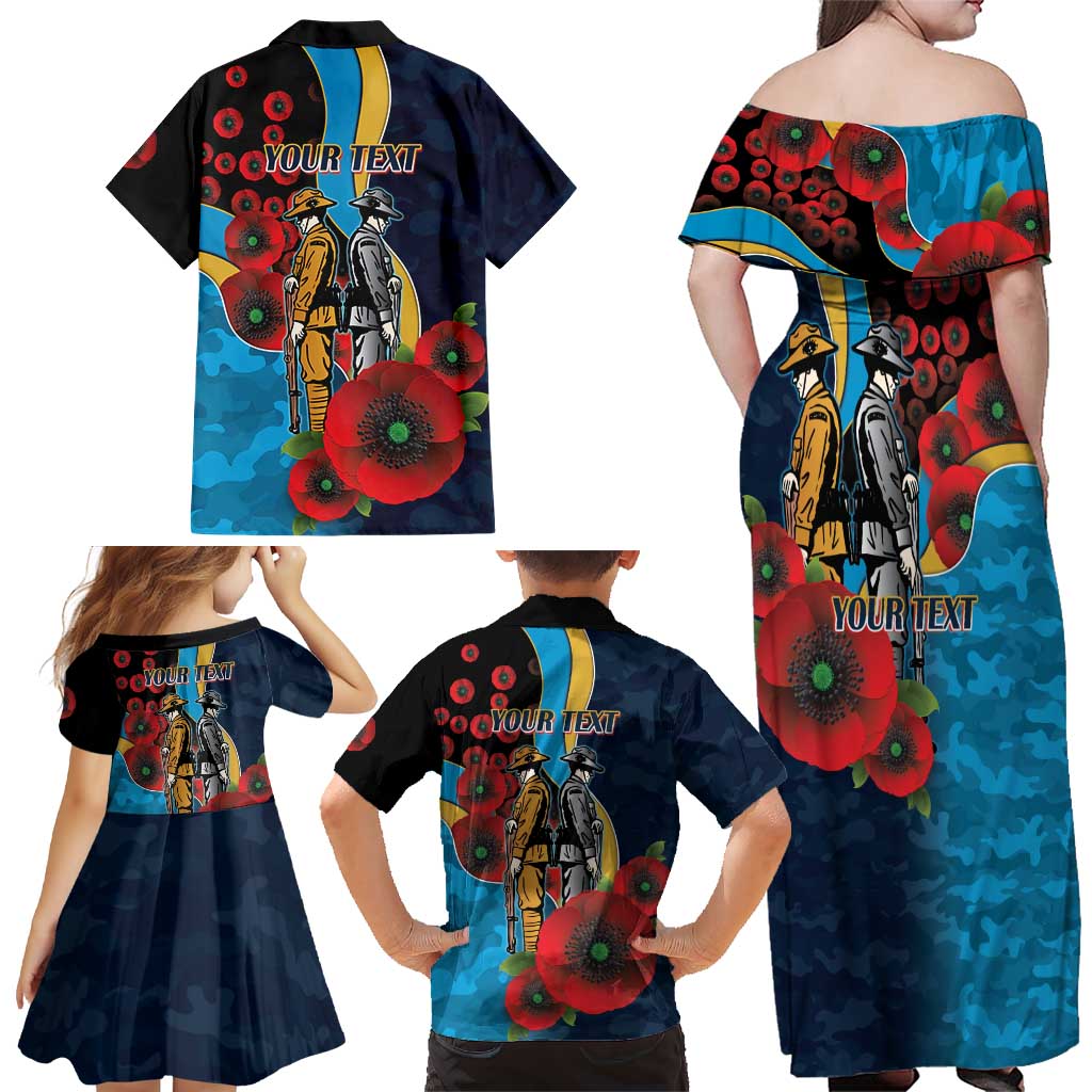 Gold Coast Titans ANZAC Personalised Family Matching Off Shoulder Maxi Dress and Hawaiian Shirt Lest We Forget Poppy Camo