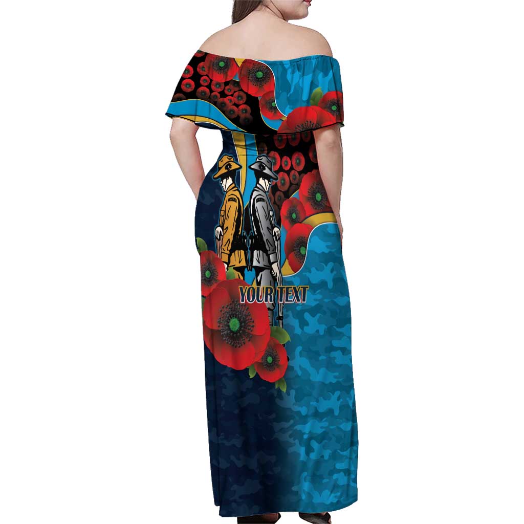 Gold Coast Titans ANZAC Personalised Family Matching Off Shoulder Maxi Dress and Hawaiian Shirt Lest We Forget Poppy Camo