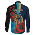 Gold Coast Titans ANZAC Personalised Family Matching Off Shoulder Short Dress and Hawaiian Shirt Lest We Forget Poppy Camo
