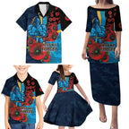 Gold Coast Titans ANZAC Personalised Family Matching Puletasi and Hawaiian Shirt Lest We Forget Poppy Camo