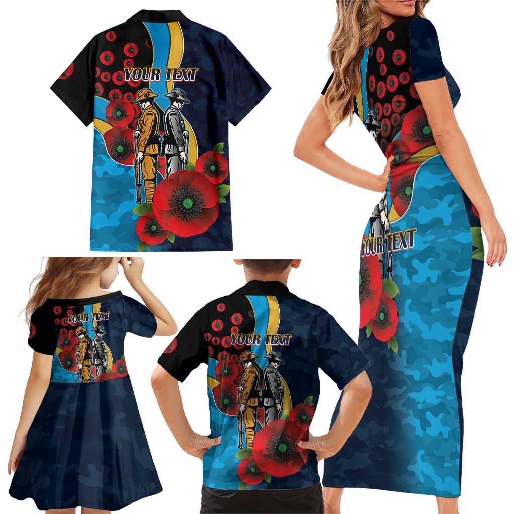 Gold Coast Titans ANZAC Personalised Family Matching Short Sleeve Bodycon Dress and Hawaiian Shirt Lest We Forget Poppy Camo