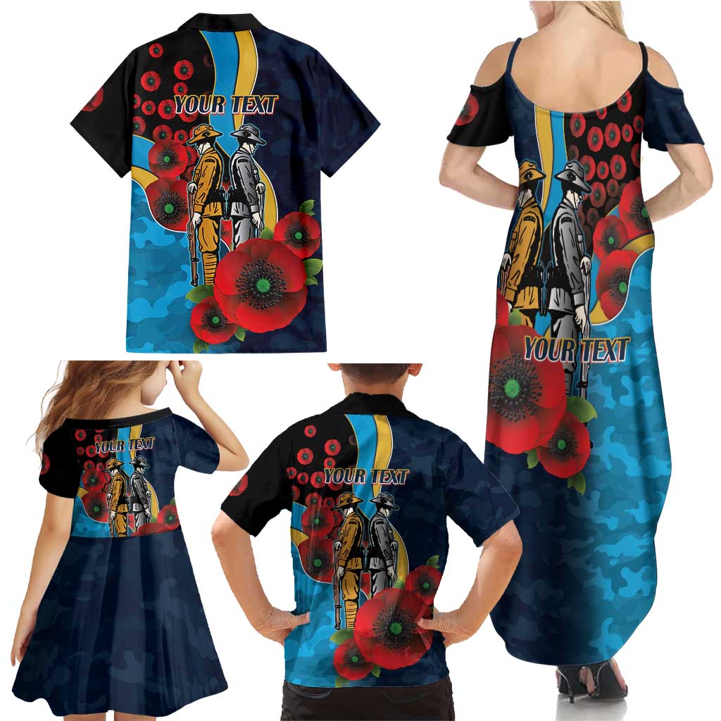 Gold Coast Titans ANZAC Personalised Family Matching Summer Maxi Dress and Hawaiian Shirt Lest We Forget Poppy Camo