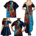 Gold Coast Titans ANZAC Personalised Family Matching Summer Maxi Dress and Hawaiian Shirt Lest We Forget Poppy Camo