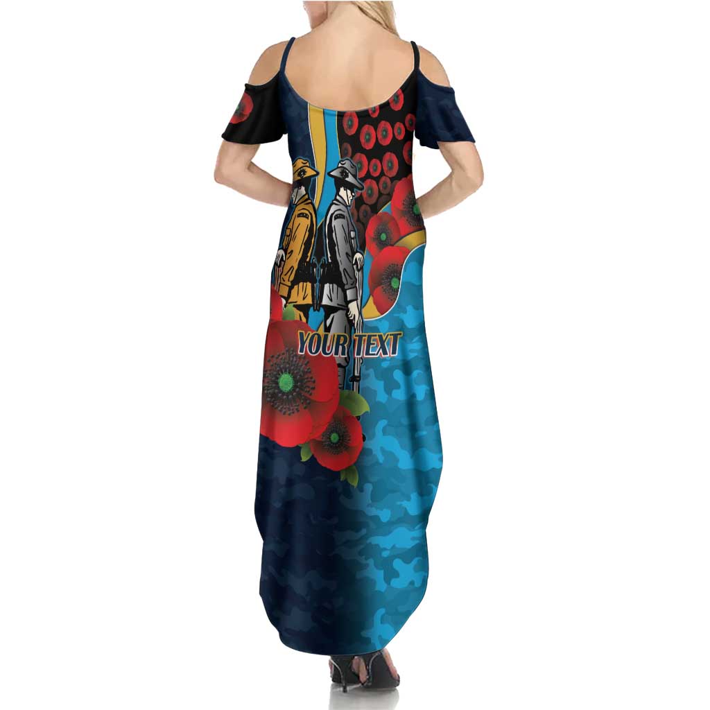 Gold Coast Titans ANZAC Personalised Family Matching Summer Maxi Dress and Hawaiian Shirt Lest We Forget Poppy Camo