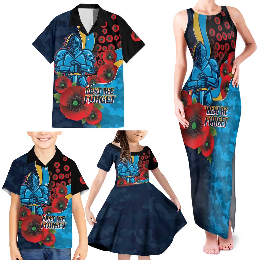 Gold Coast Titans ANZAC Personalised Family Matching Tank Maxi Dress and Hawaiian Shirt Lest We Forget Poppy Camo