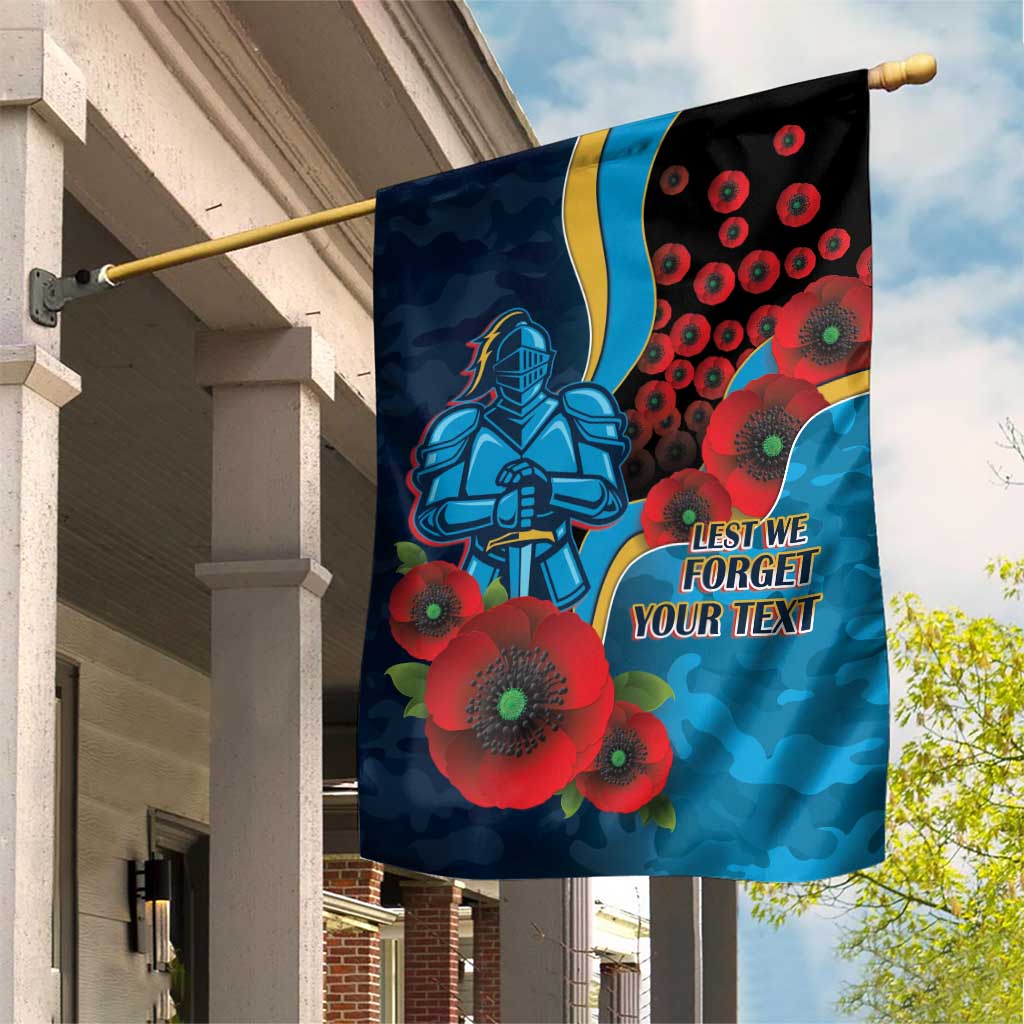 Gold Coast Titans ANZAC Personalised Garden Flag Lest We Forget Poppy Camo