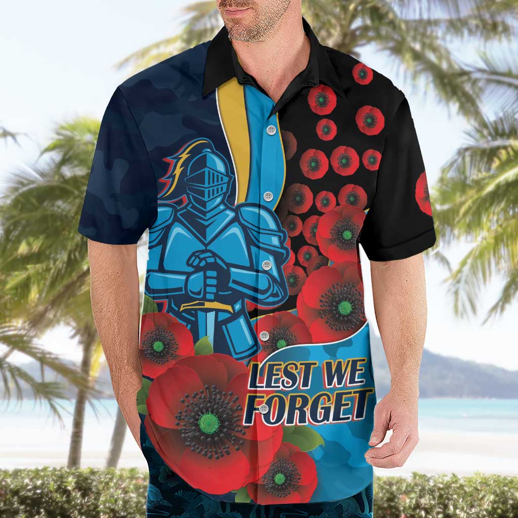 Gold Coast Titans ANZAC Personalised Hawaiian Shirt Lest We Forget Poppy Camo