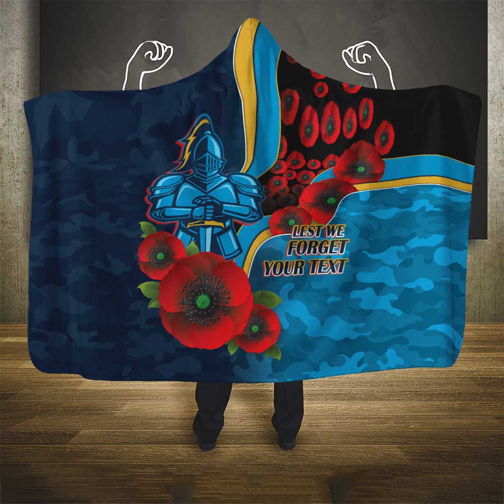 Gold Coast Titans ANZAC Personalised Hooded Blanket Lest We Forget Poppy Camo