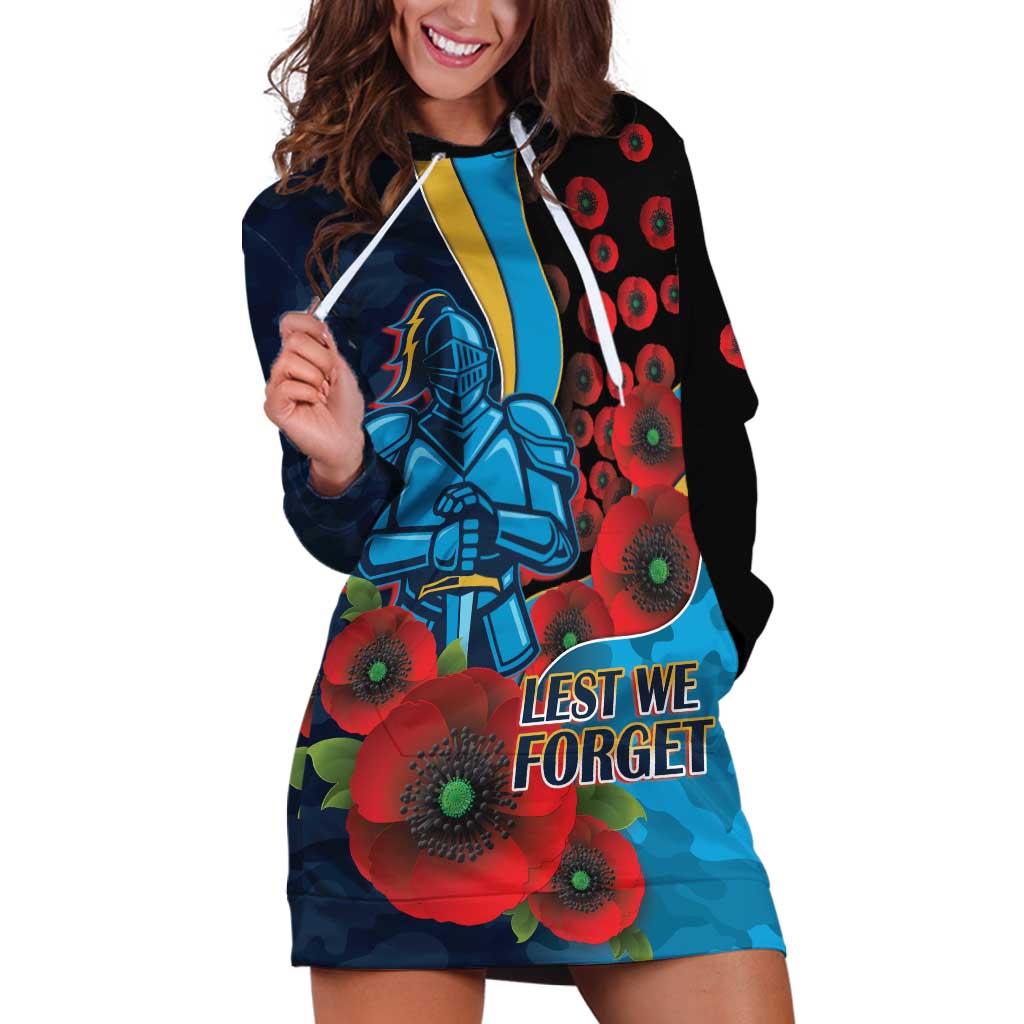 Gold Coast Titans ANZAC Personalised Hoodie Dress Lest We Forget Poppy Camo
