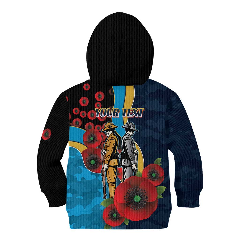 Gold Coast Titans ANZAC Personalised Kid Hoodie Lest We Forget Poppy Camo