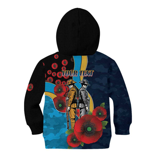 Gold Coast Titans ANZAC Personalised Kid Hoodie Lest We Forget Poppy Camo