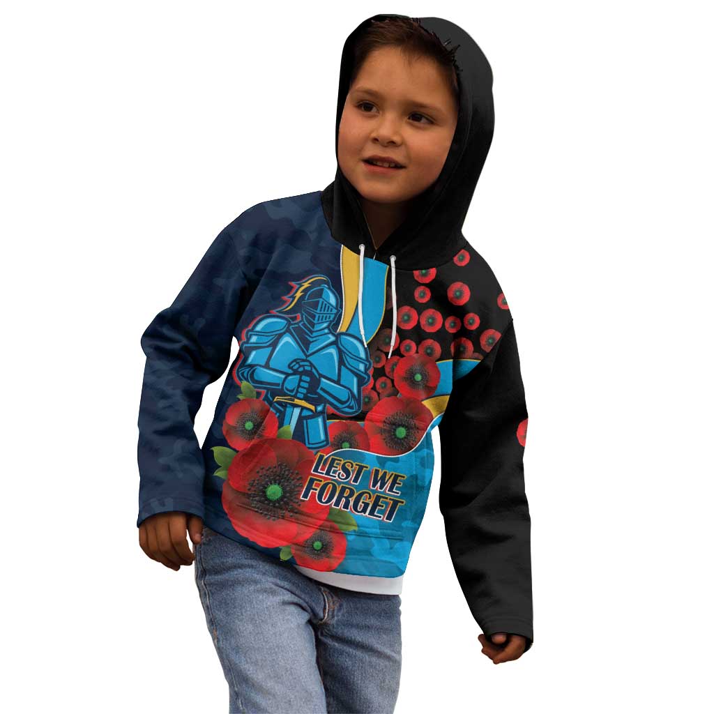 Gold Coast Titans ANZAC Personalised Kid Hoodie Lest We Forget Poppy Camo