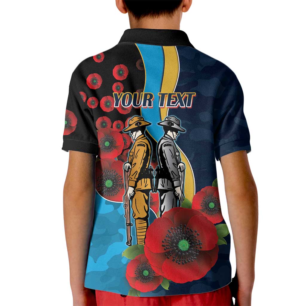 Gold Coast Titans ANZAC Personalised Kid Polo Shirt Lest We Forget Poppy Camo