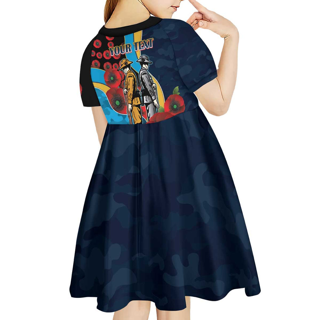 Gold Coast Titans ANZAC Personalised Kid Short Sleeve Dress Lest We Forget Poppy Camo