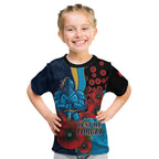 Gold Coast Titans ANZAC Personalised Kid T Shirt Lest We Forget Poppy Camo