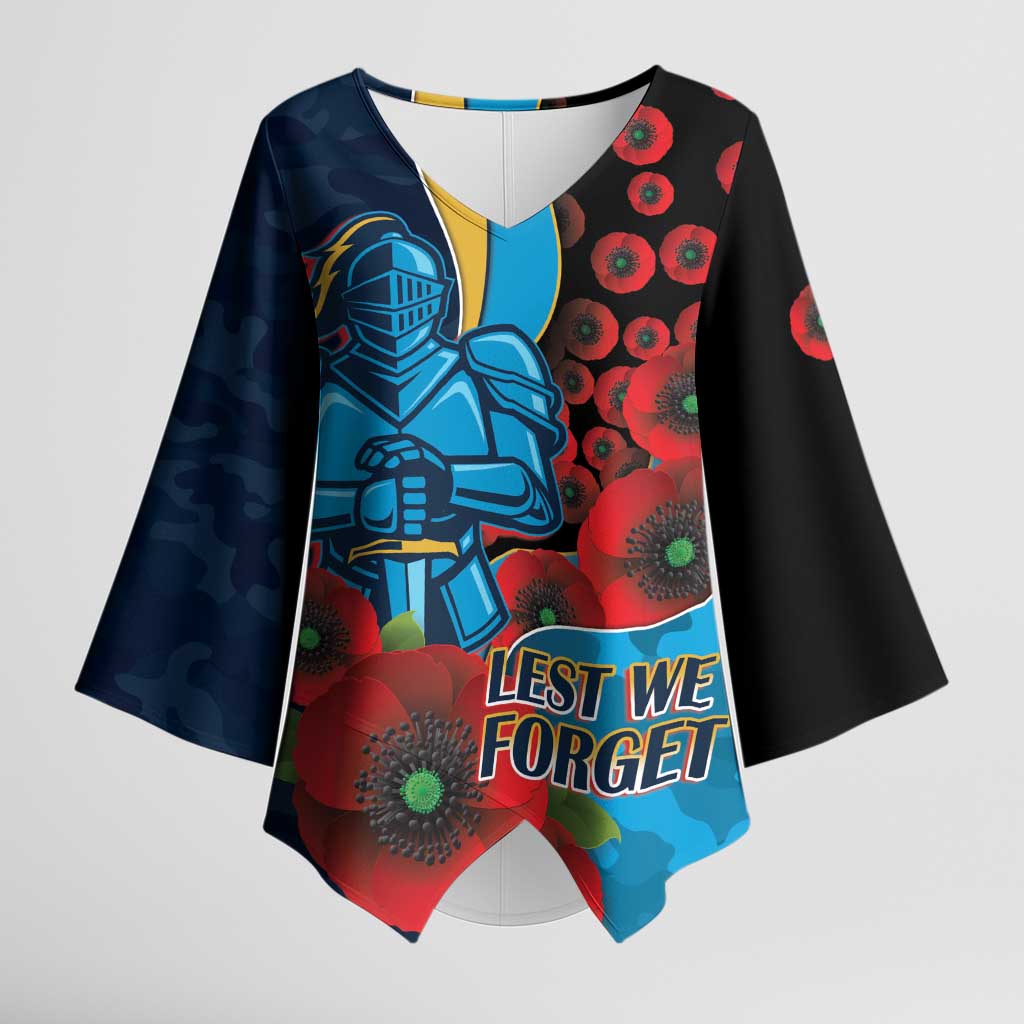 Gold Coast Titans ANZAC Personalised Kimono Sleeve Blouse Lest We Forget Poppy Camo