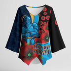 Gold Coast Titans ANZAC Personalised Kimono Sleeve Blouse Lest We Forget Poppy Camo