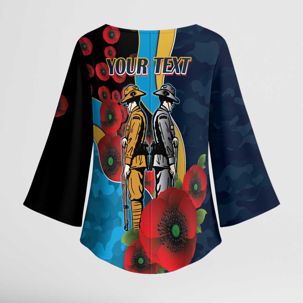 Gold Coast Titans ANZAC Personalised Kimono Sleeve Blouse Lest We Forget Poppy Camo