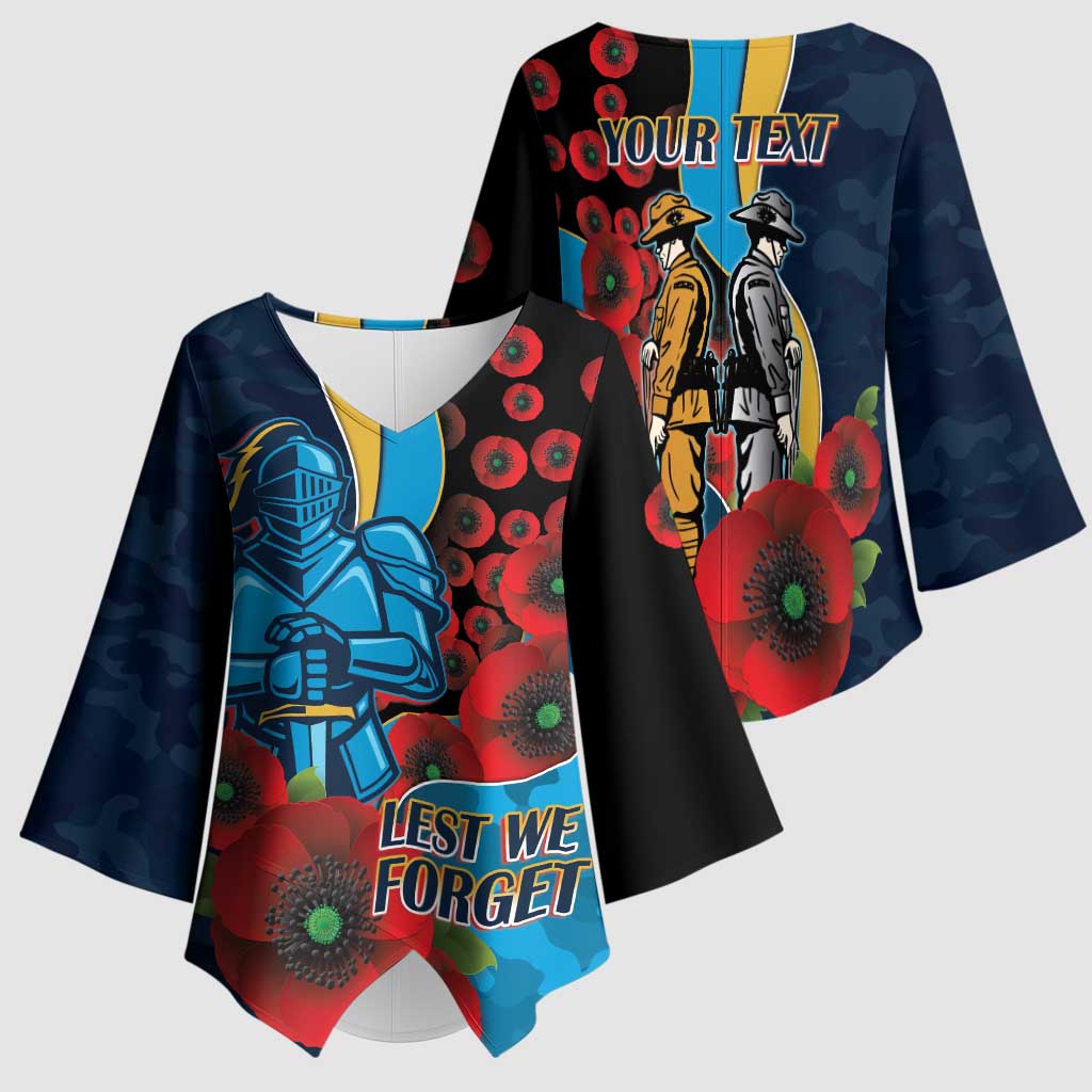 Gold Coast Titans ANZAC Personalised Kimono Sleeve Blouse Lest We Forget Poppy Camo