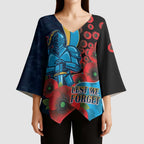Gold Coast Titans ANZAC Personalised Kimono Sleeve Blouse Lest We Forget Poppy Camo