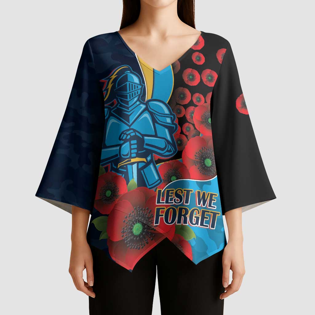Gold Coast Titans ANZAC Personalised Kimono Sleeve Blouse Lest We Forget Poppy Camo