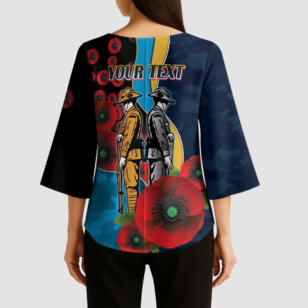 Gold Coast Titans ANZAC Personalised Kimono Sleeve Blouse Lest We Forget Poppy Camo