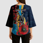 Gold Coast Titans ANZAC Personalised Kimono Sleeve Blouse Lest We Forget Poppy Camo