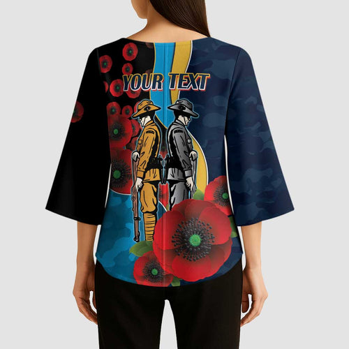 Gold Coast Titans ANZAC Personalised Kimono Sleeve Blouse Lest We Forget Poppy Camo