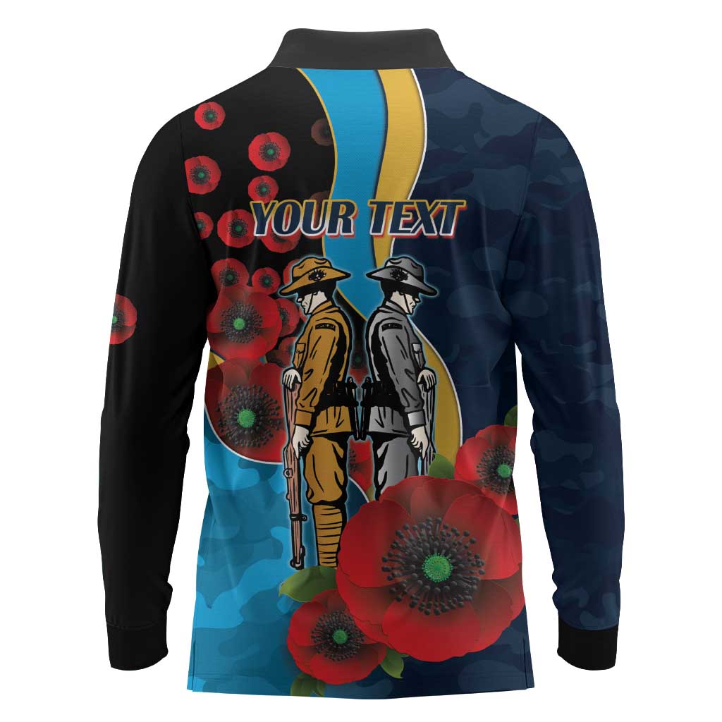 Gold Coast Titans ANZAC Personalised Long Sleeve Polo Shirt Lest We Forget Poppy Camo