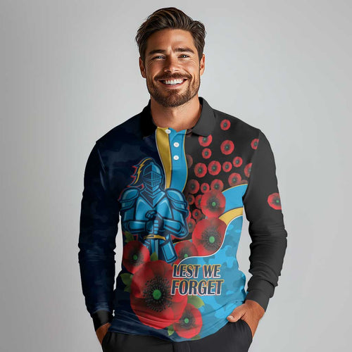 Gold Coast Titans ANZAC Personalised Long Sleeve Polo Shirt Lest We Forget Poppy Camo