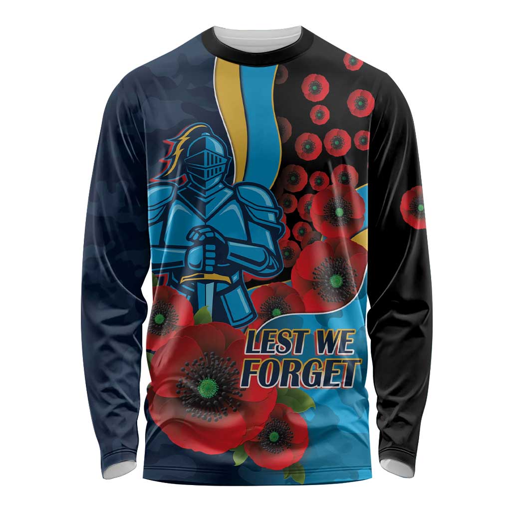 Gold Coast Titans ANZAC Personalised Long Sleeve Shirt Lest We Forget Poppy Camo