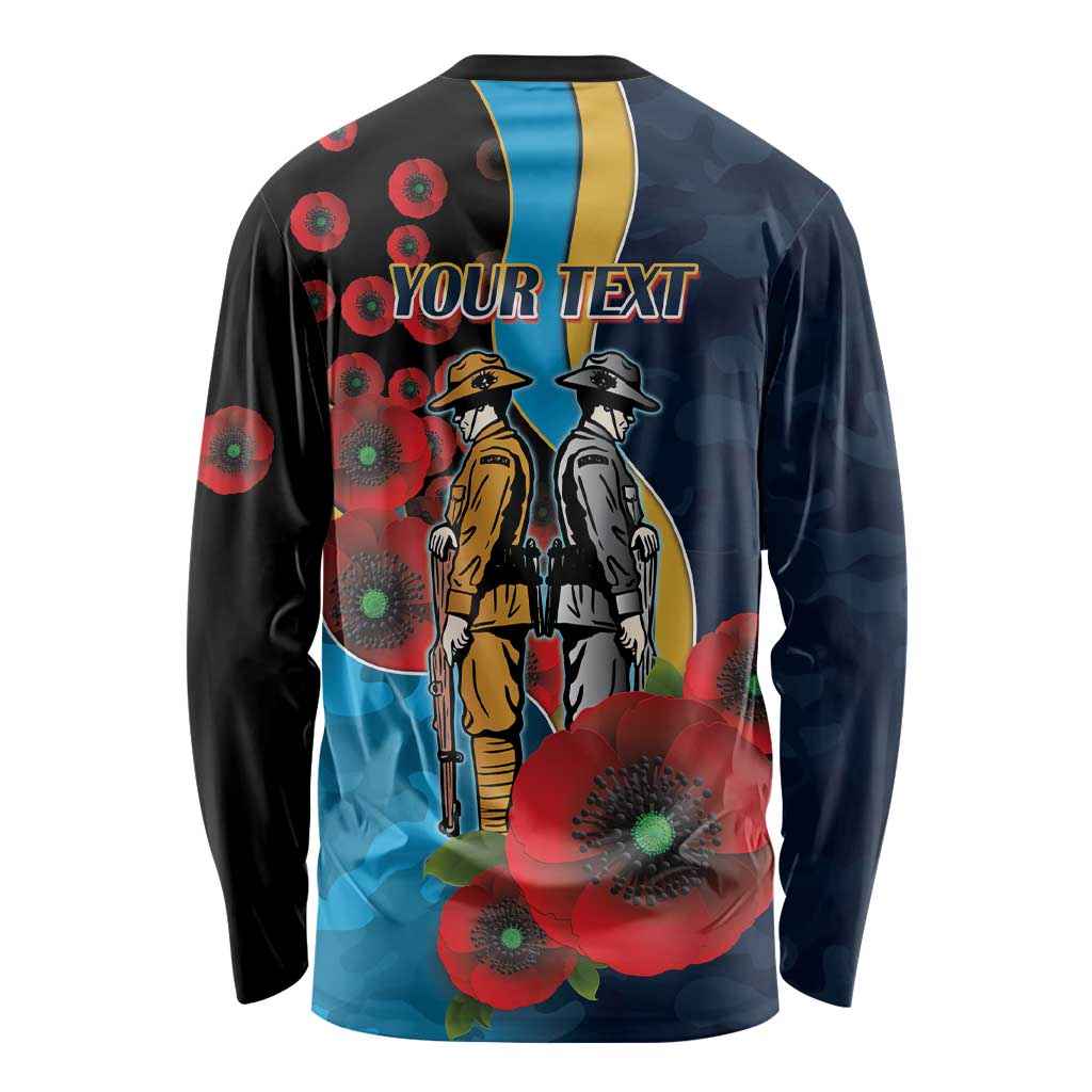 Gold Coast Titans ANZAC Personalised Long Sleeve Shirt Lest We Forget Poppy Camo