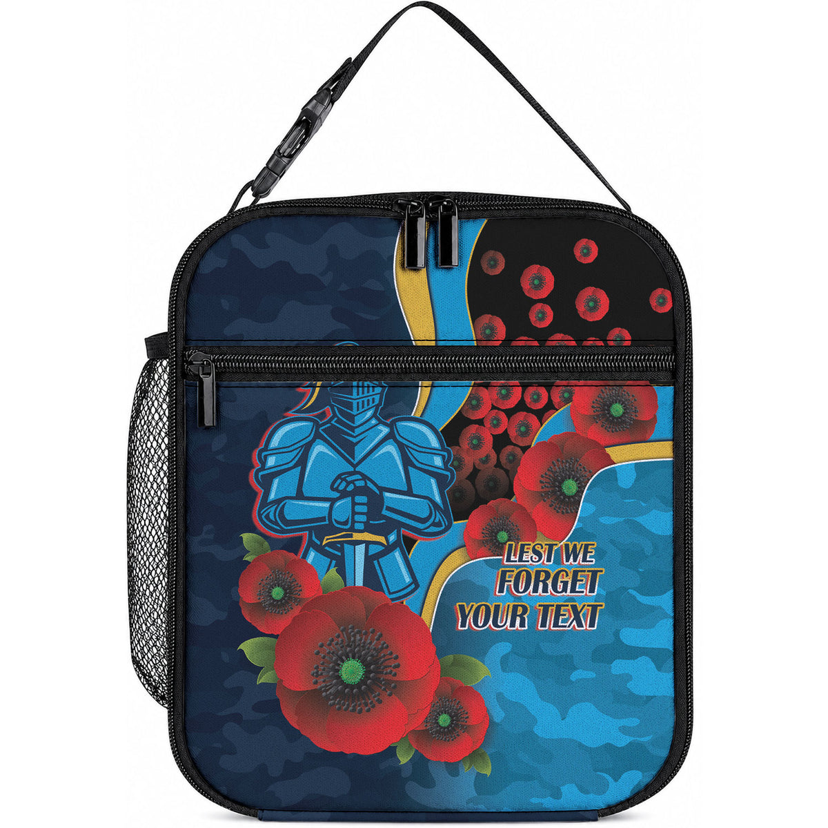 Gold Coast Titans ANZAC Personalised Lunch Bag Lest We Forget Poppy Camo