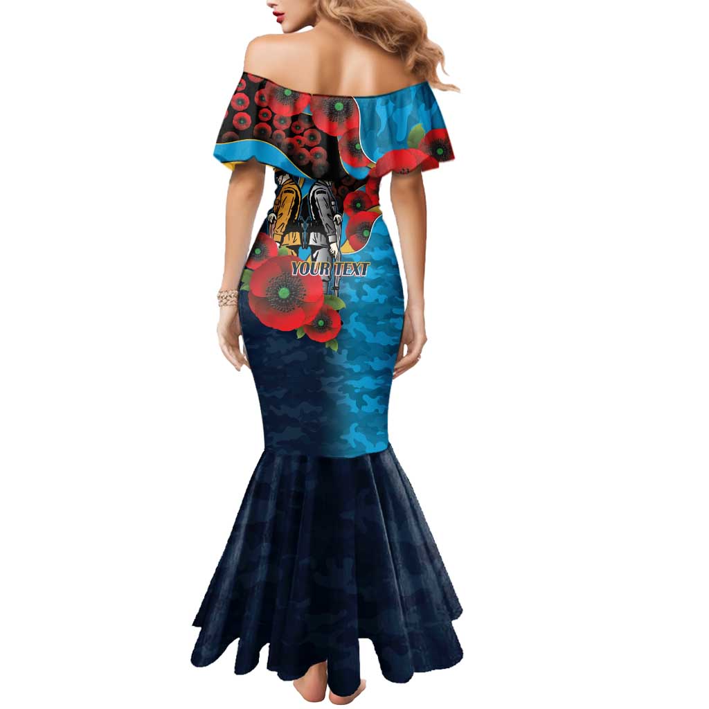 Gold Coast Titans ANZAC Personalised Mermaid Dress Lest We Forget Poppy Camo