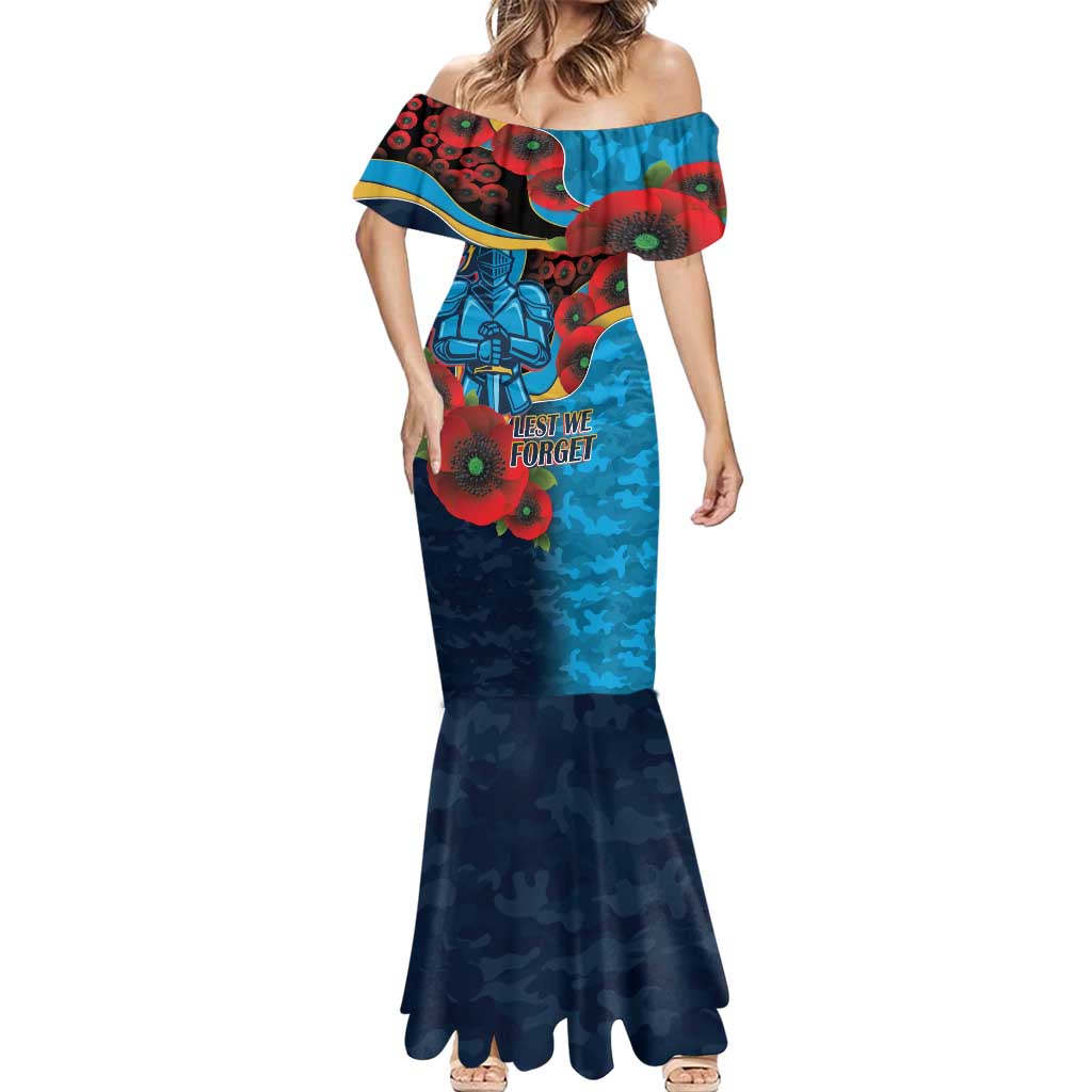 Gold Coast Titans ANZAC Personalised Mermaid Dress Lest We Forget Poppy Camo