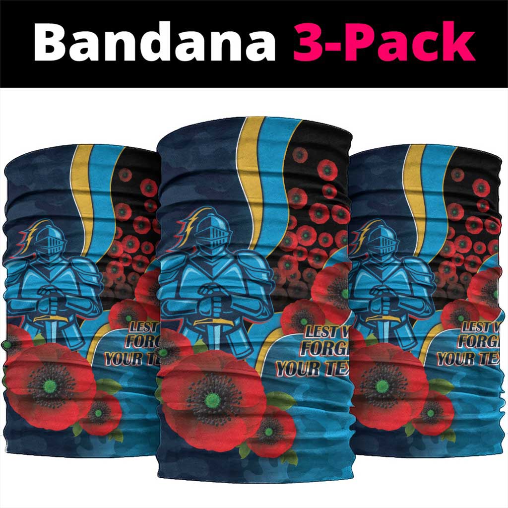 Gold Coast Titans ANZAC Personalised Neck Gaiter Lest We Forget Poppy Camo