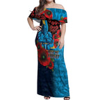 Gold Coast Titans ANZAC Personalised Off Shoulder Maxi Dress Lest We Forget Poppy Camo