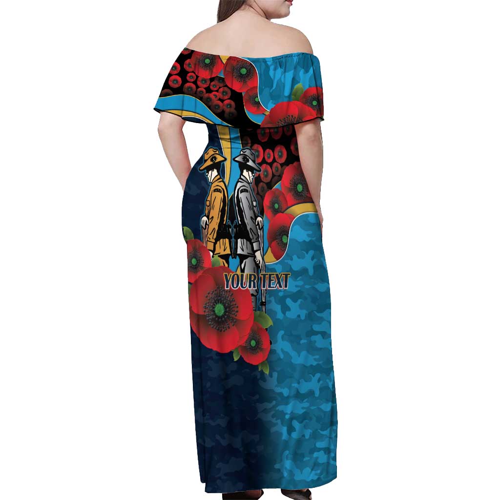 Gold Coast Titans ANZAC Personalised Off Shoulder Maxi Dress Lest We Forget Poppy Camo