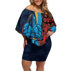 Gold Coast Titans ANZAC Personalised Off Shoulder Short Dress Lest We Forget Poppy Camo