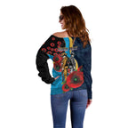 Gold Coast Titans ANZAC Personalised Off Shoulder Sweater Lest We Forget Poppy Camo