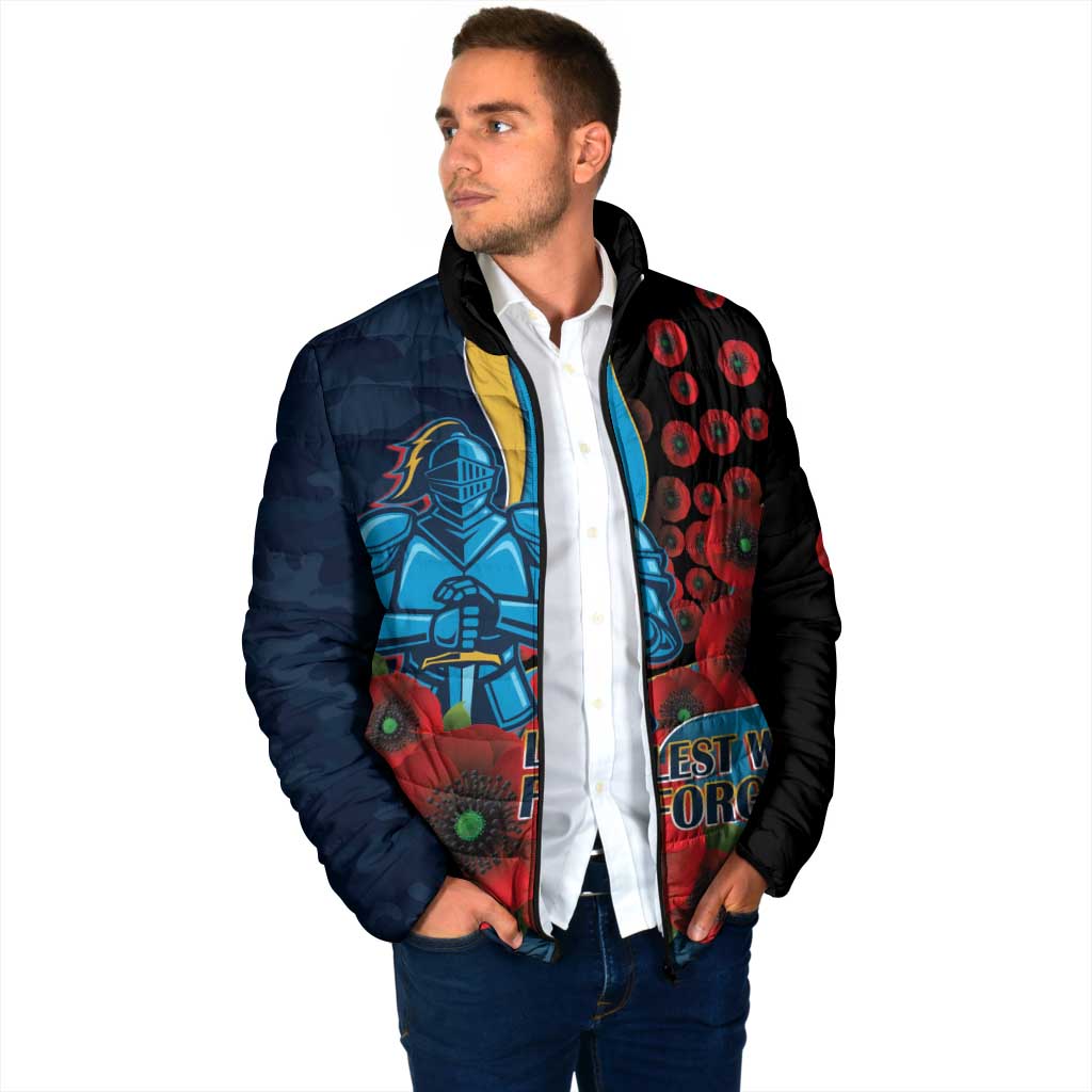 Gold Coast Titans ANZAC Personalised Padded Jacket Lest We Forget Poppy Camo