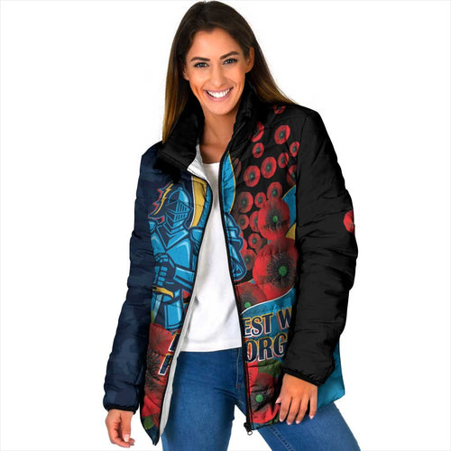 Gold Coast Titans ANZAC Personalised Padded Jacket Lest We Forget Poppy Camo