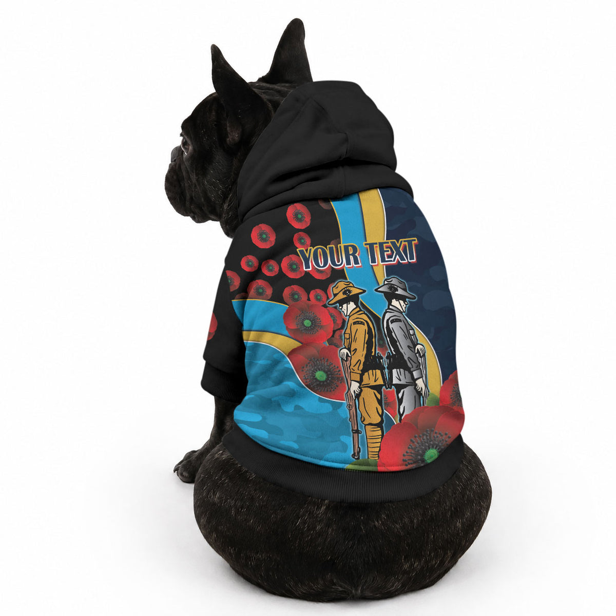 Gold Coast Titans ANZAC Personalised Pet Hoodie Lest We Forget Poppy Camo