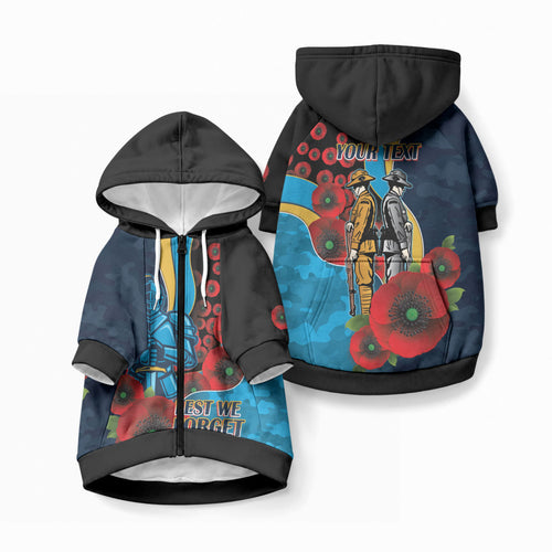 Gold Coast Titans ANZAC Personalised Pet Hoodie Lest We Forget Poppy Camo