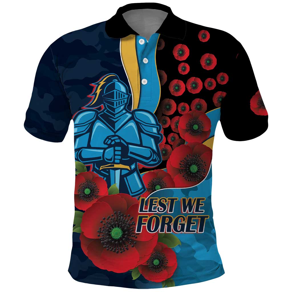 Gold Coast Titans ANZAC Personalised Polo Shirt Lest We Forget Poppy Camo