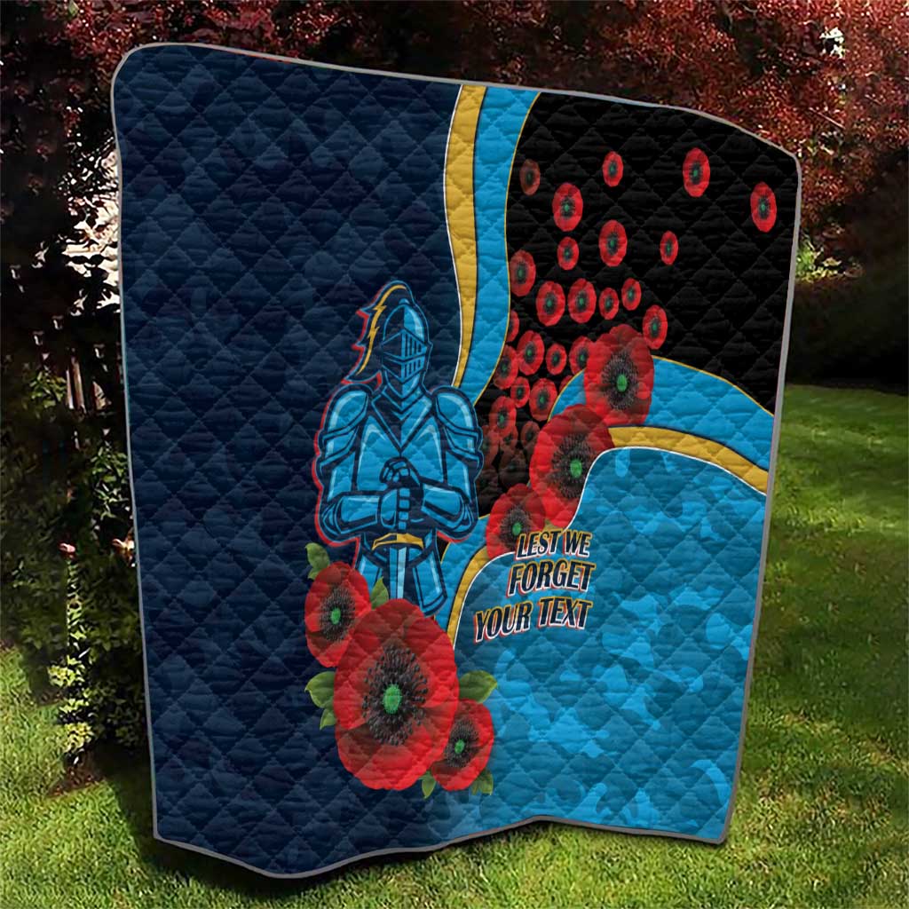 Gold Coast Titans ANZAC Personalised Quilt Lest We Forget Poppy Camo
